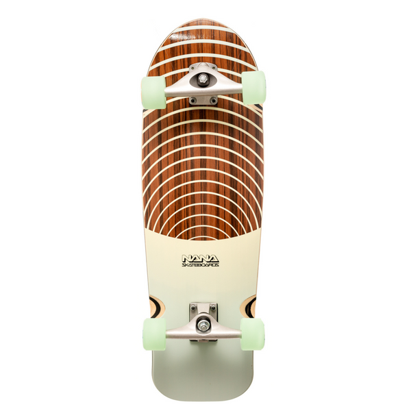 The Lil Ripper from NANA is a 31 inch surfskate skateboard with doppler mint cream graphics. A perfect first surf skate board.