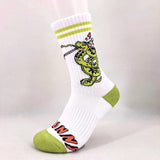 Brunny Hardcore Gero Gero Skate Socks: Green on White