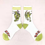 Brunny Hardcore Gero Gero Skate Socks: Green on White