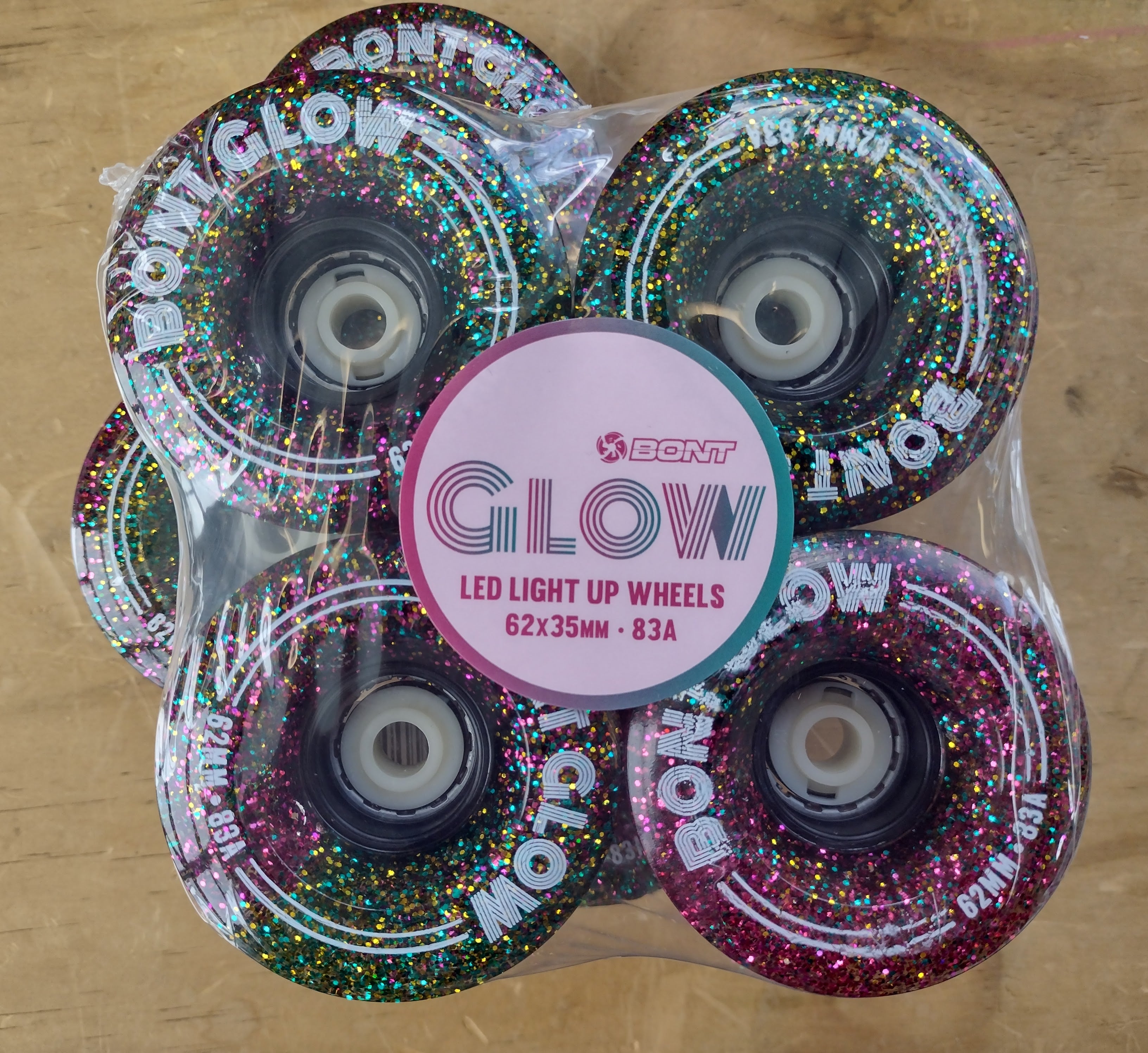 Bont Glow Light Up LED Rollerskate Wheels Pack of 4
