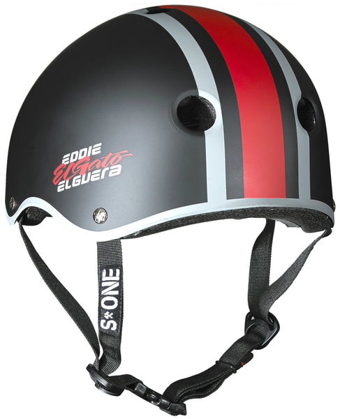 S-One Helmet Lifer Eddie Elguera Black Matte Red Grey Stripes