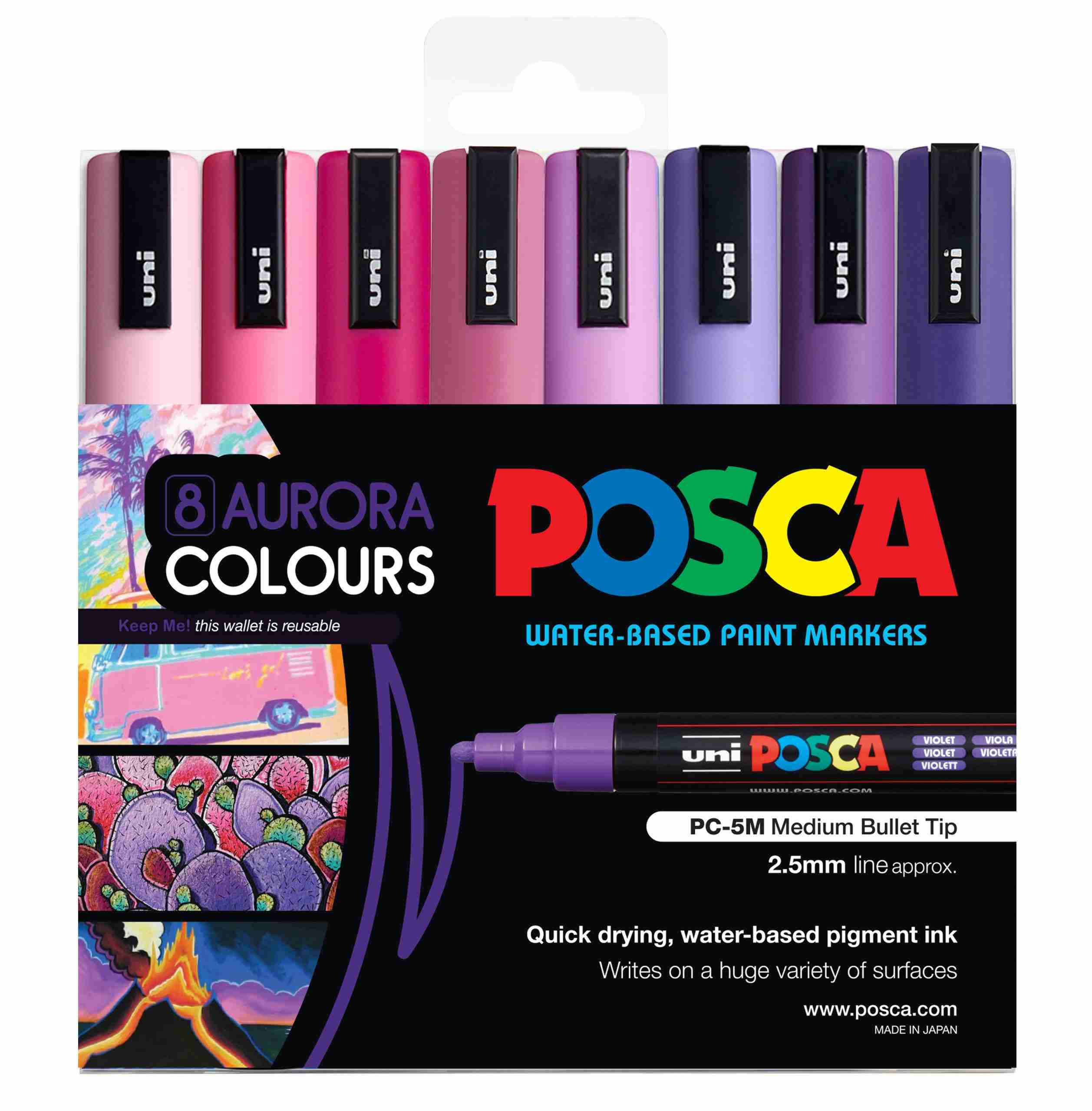 Posca Spectrum POSCA PC-5M Aurora Colours 8 Piece Assorted Pack – Seaside Skates