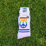 Sock It To Me Athletic Ribbed Crew Socks Give Peace a Chance