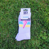 Sock It To Me- Athletic Ribbed Crew Socks Thunderstruck White