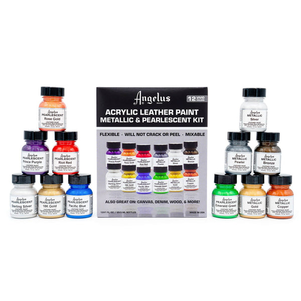 Angelus Pearlescent and Metallic Paint Kit - 12 Colors
