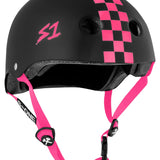 S-One Helmet Lifer Black Matte with Pink Checker Stripe