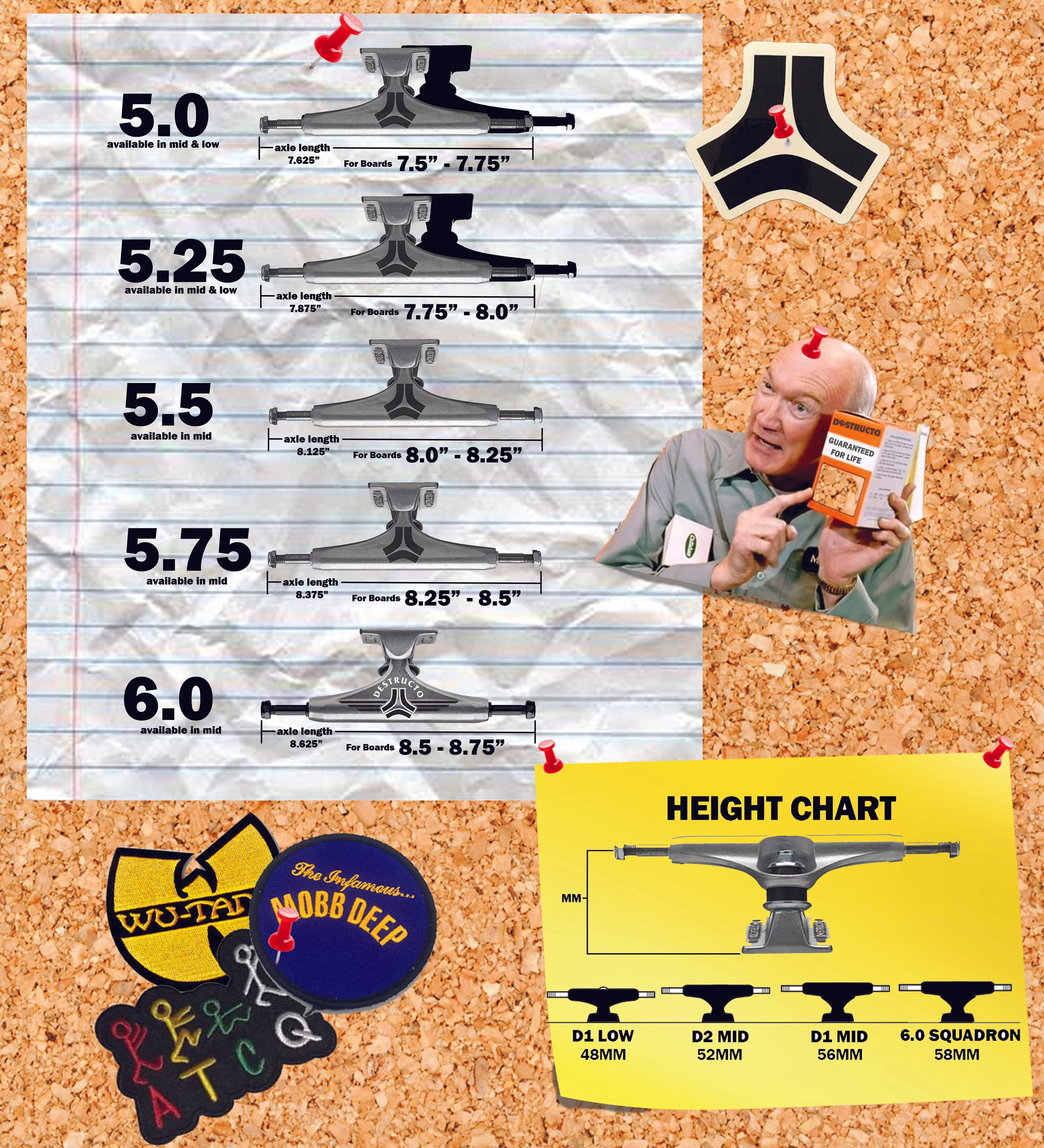 Destructo skateboard trucks sizing chart