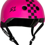 S-One Helmet Lifer Pink Gloss with Checker Stripe