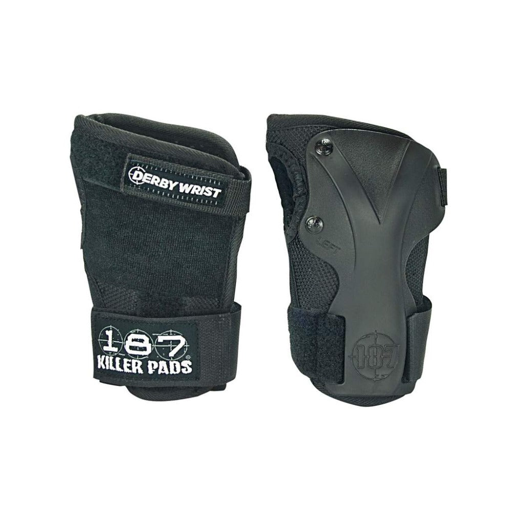 187 Killer Pads roller derby wrist guard. The picture shows the fron and back of the derby wrist product from 187 Killer Pads.