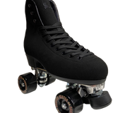 Chuffed wanderer roller skate in vegan black. A cruelty free boot and skate that works equally well on the street and at the park. 