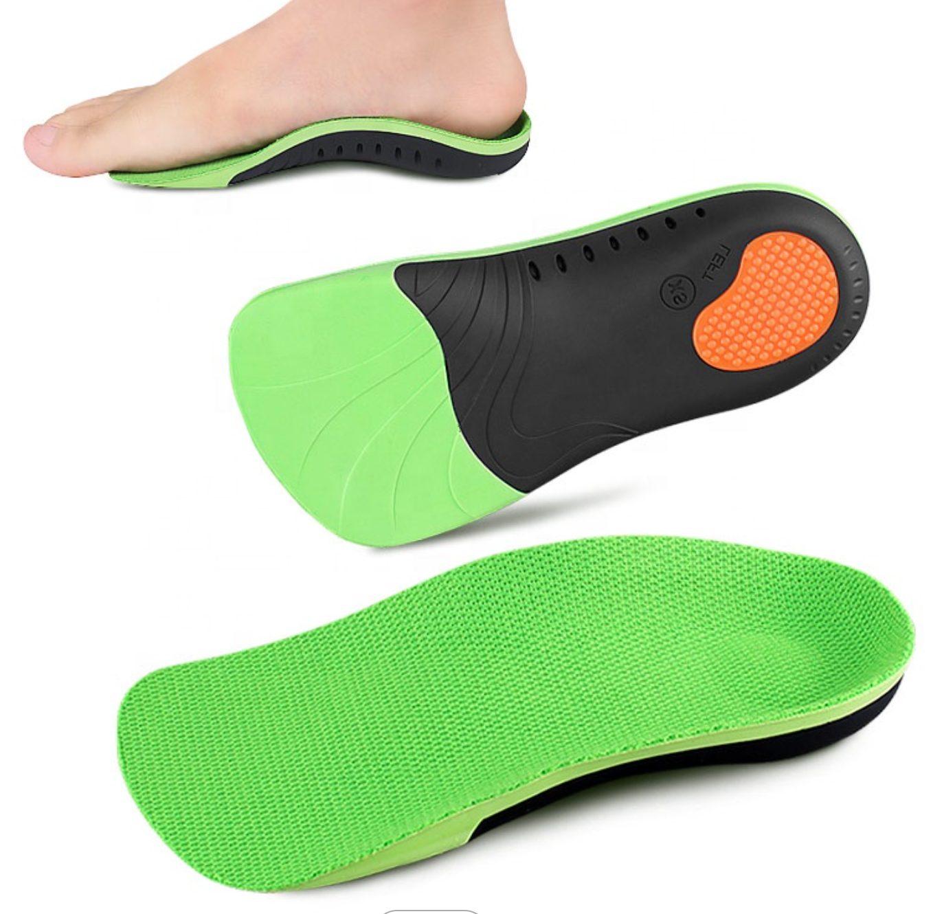 Sport orthotic shoe insoles 3 4 length arch support with impact gel Seaside Skates