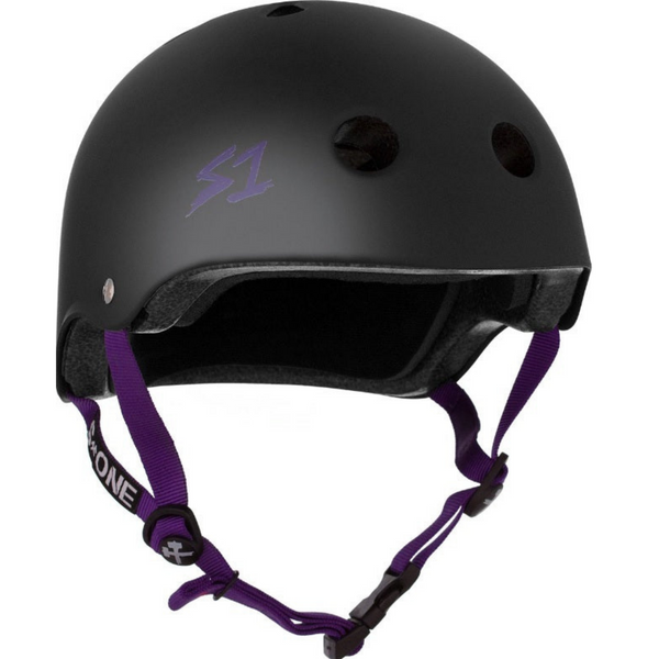 S-One Helmet Lifer Black Matte with Purple Straps
