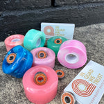 58mm by 32mm Roller skate wheels in various colors and hardness complete with bearings for $89