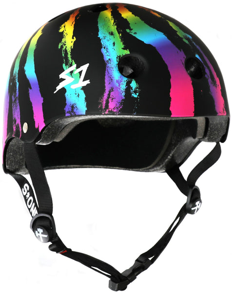 S1 Lifer Helmet in Rainbow swirl pattern over black matte. Available at Seaside Skates.