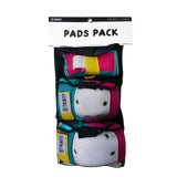 Trinity Pad Pack Teal Pink Yellow set of 6, 2 x knee pads, 2 x wrist guards 2 x elbow pads